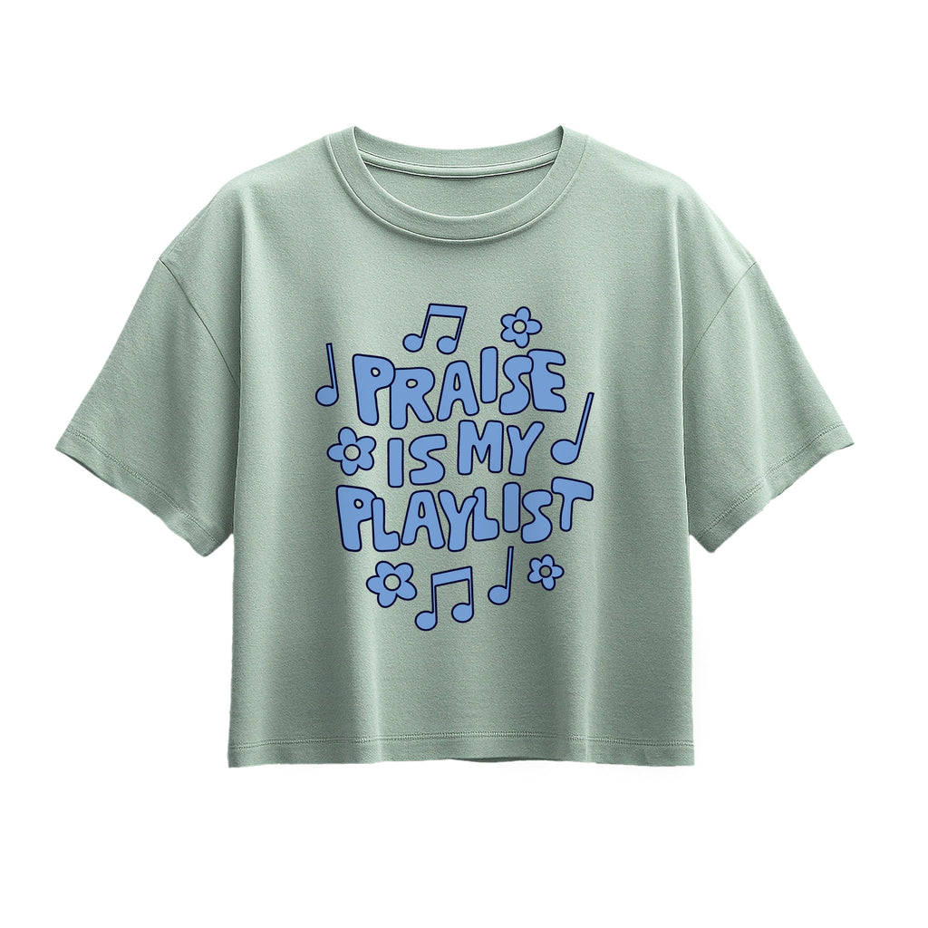 Instant Message - Praise Is My Playlist - Youth Girl Short Sleeve Boxy Tee