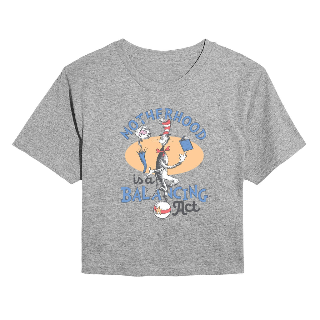 Dr. Seuss - Motherhood is a Balancing Act - Women's Cropped Short Sleeve Graphic T-Shirt