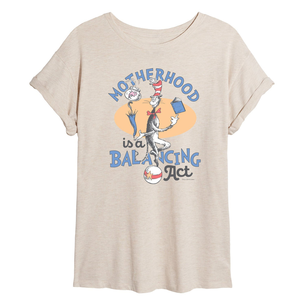 Dr. Seuss - Motherhood is a Balancing Act - Women's Oversized Graphic T-Shirt