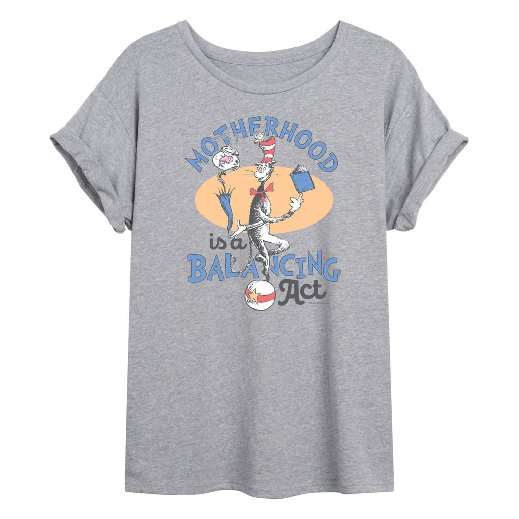 Dr. Seuss - Motherhood is a Balancing Act - Women's Oversized Graphic T-Shirt