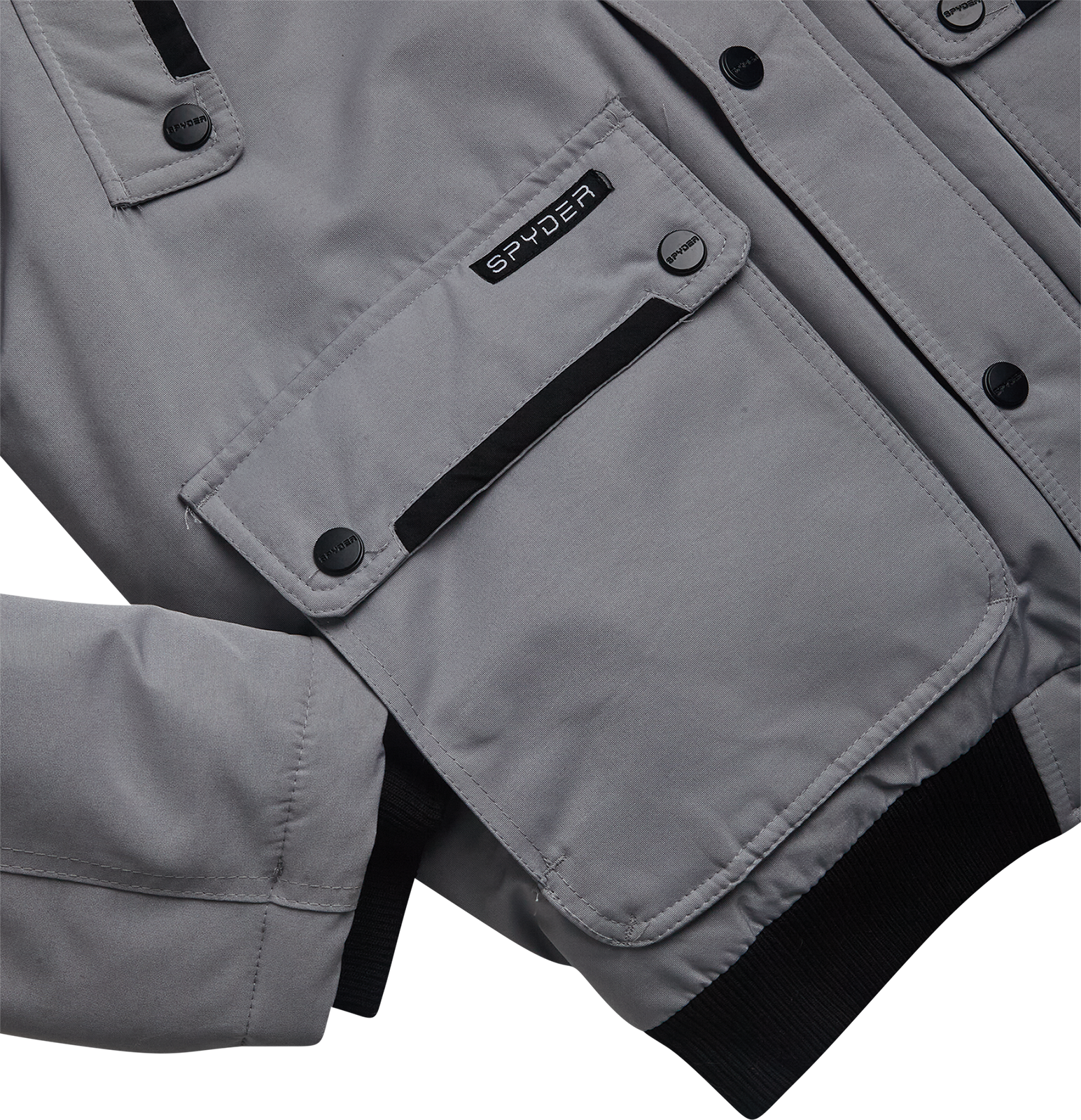 Spyder Men's Parka Jacket with Fur - Pewter