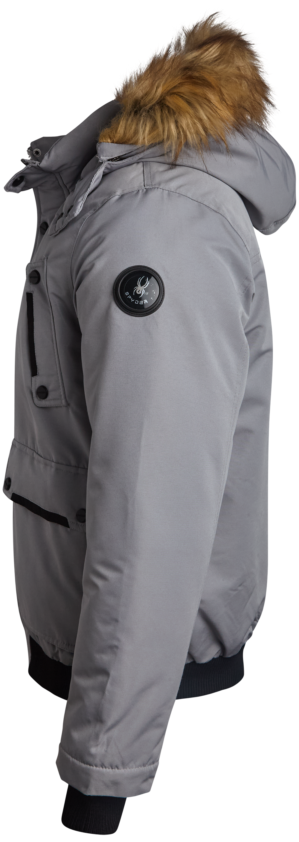 Spyder Men's Parka Jacket with Fur - Pewter