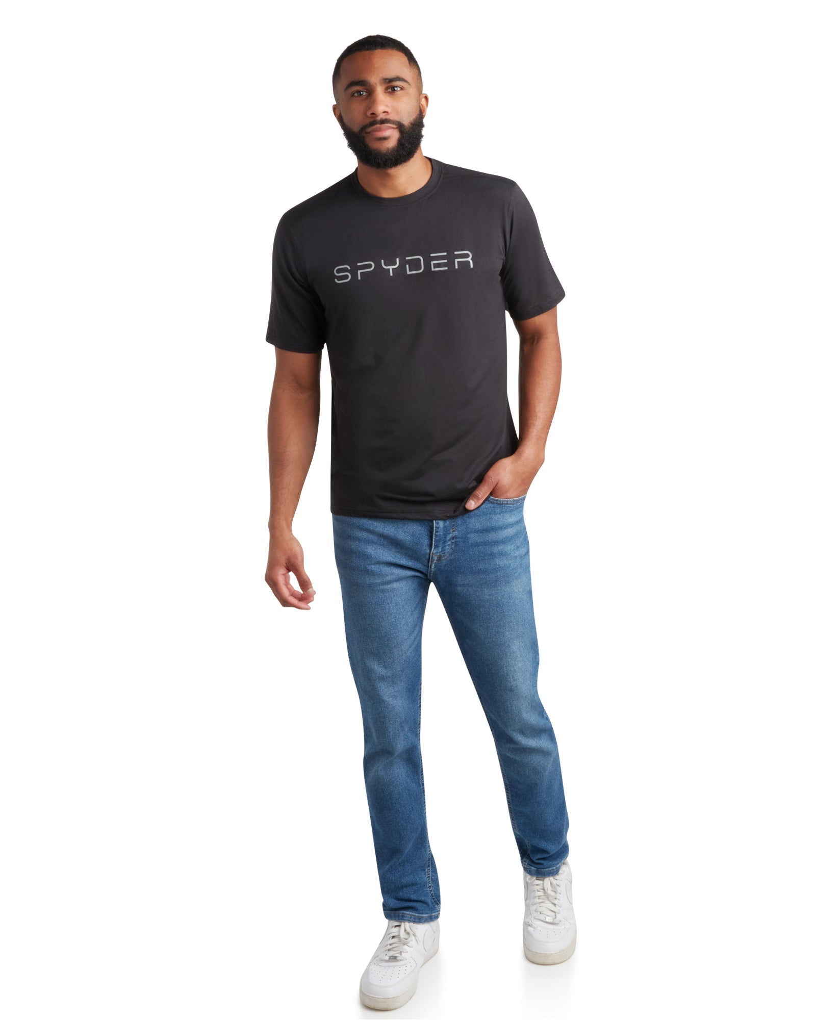 Spyder Men's Short Sleeve Wordmark - Heather Black