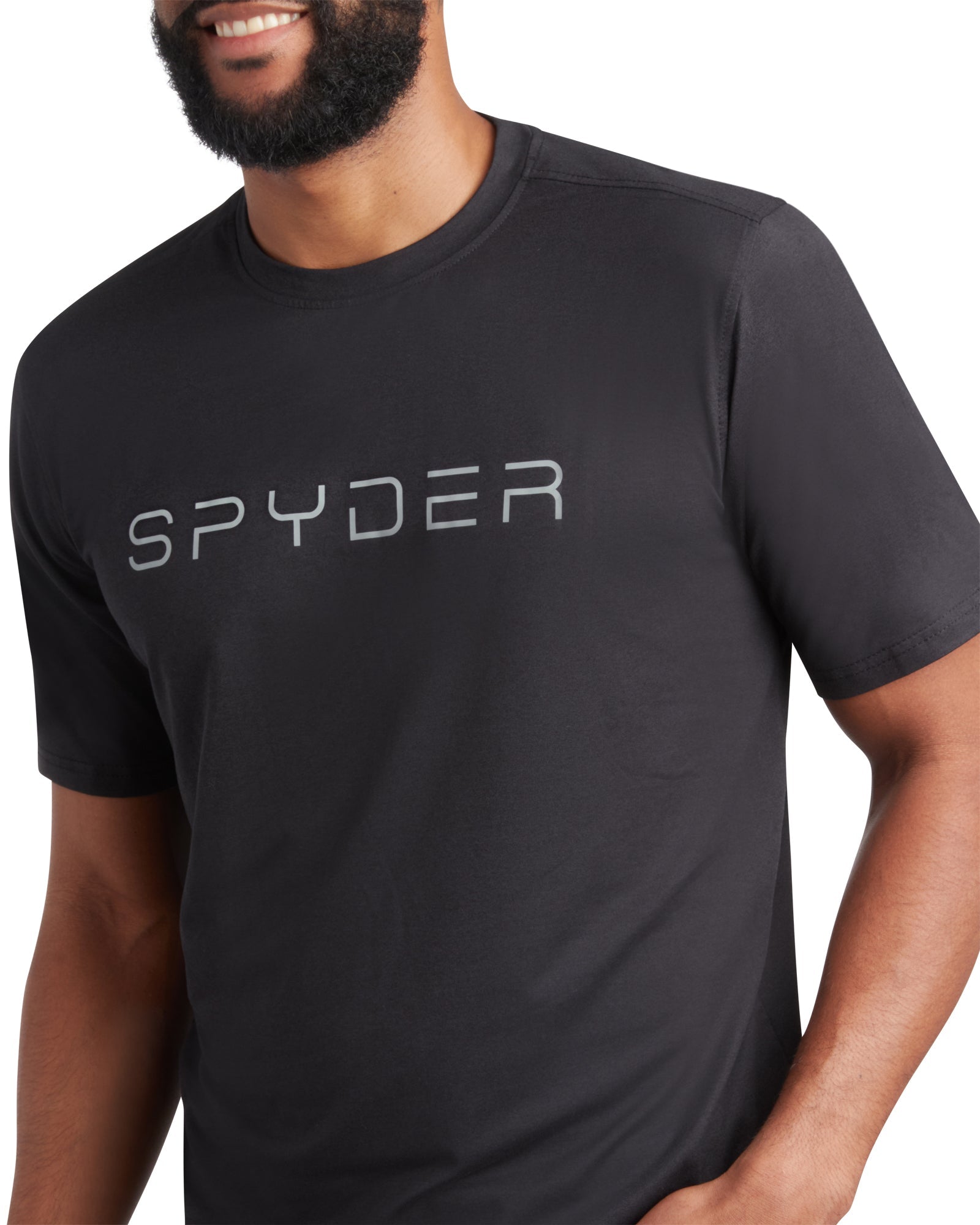 Spyder Men's Short Sleeve Wordmark - Heather Black