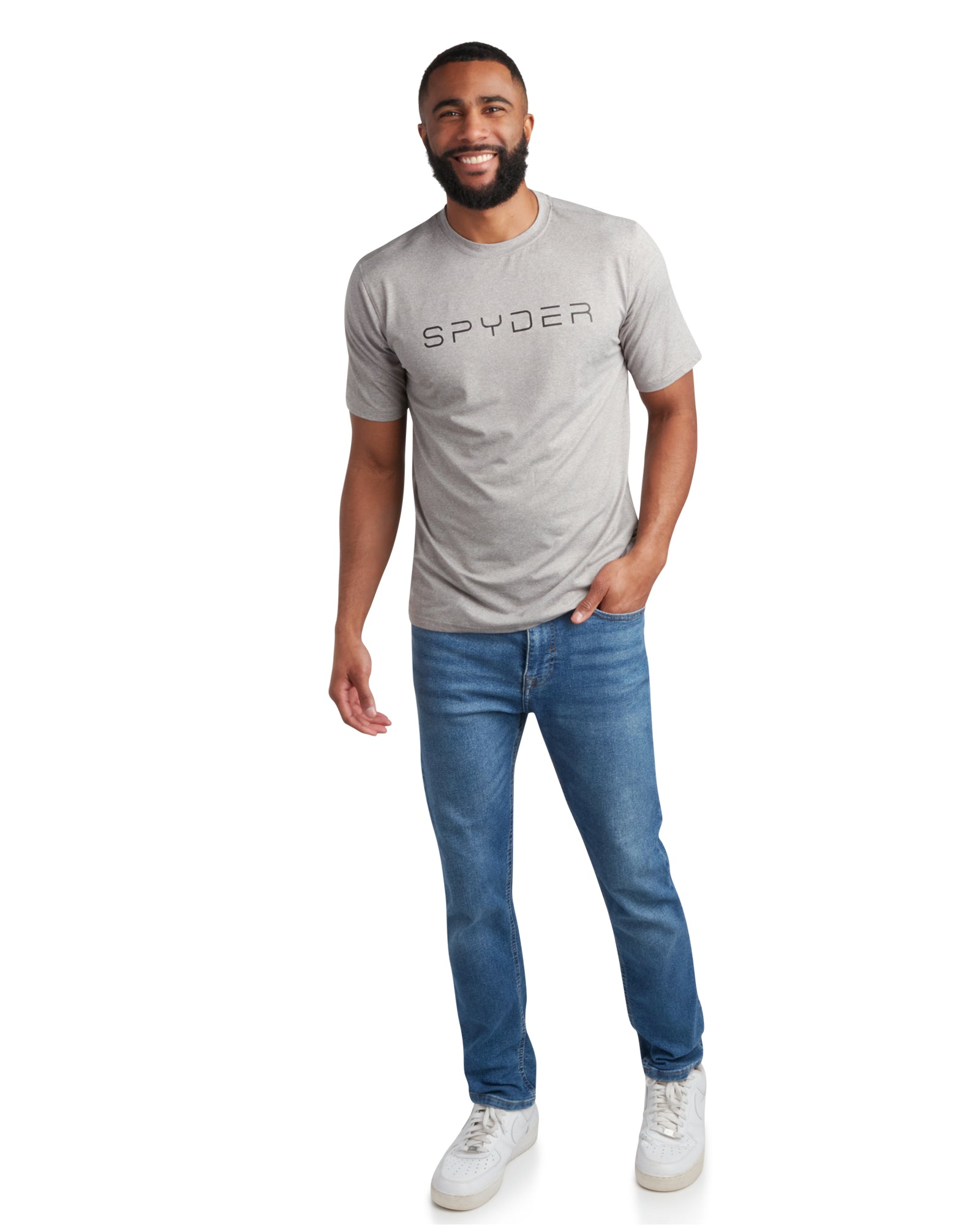 Spyder Men's Short Sleeve Wordmark - Heather Grey
