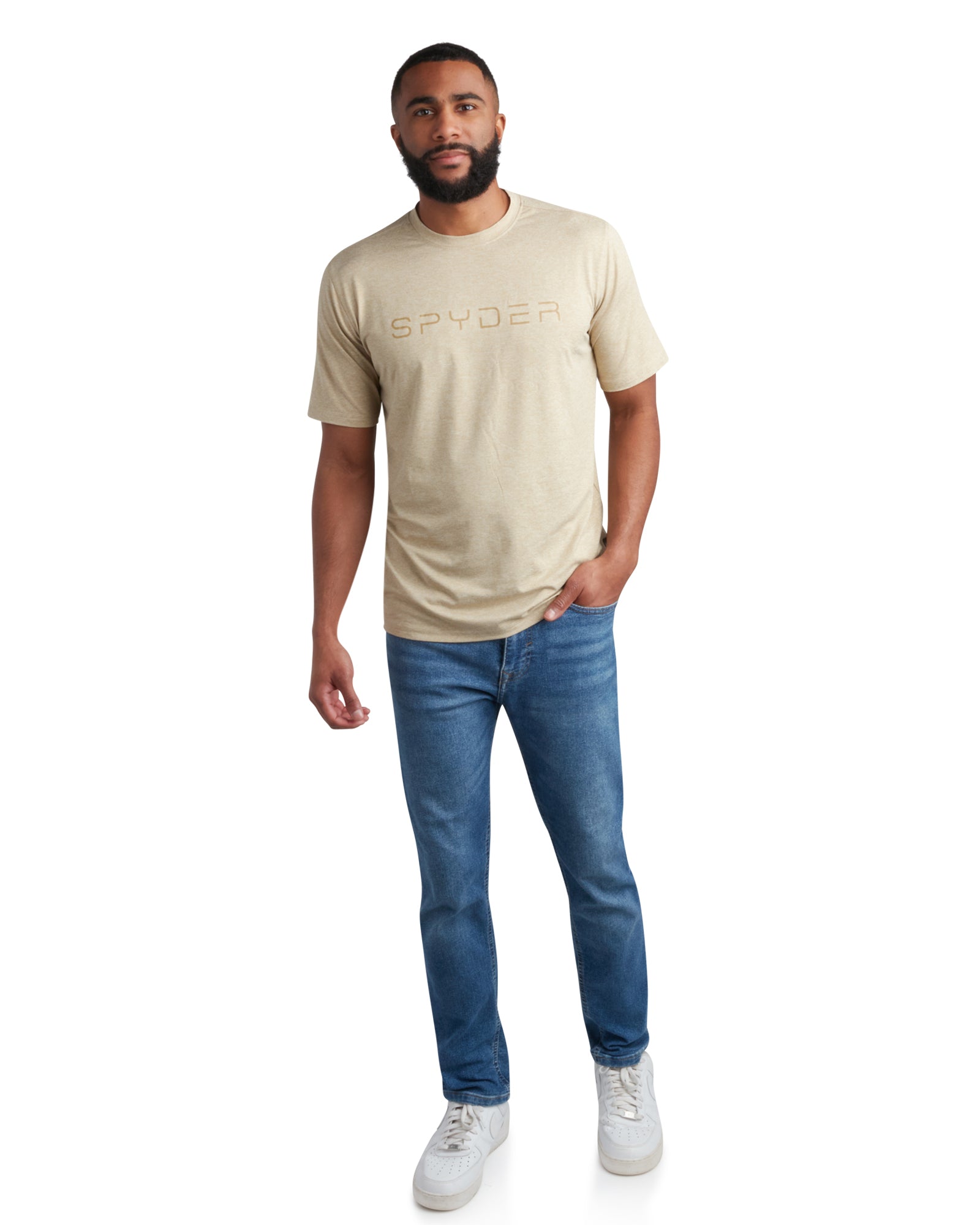 Spyder Men's Short Sleeve Wordmark Tee - Stone