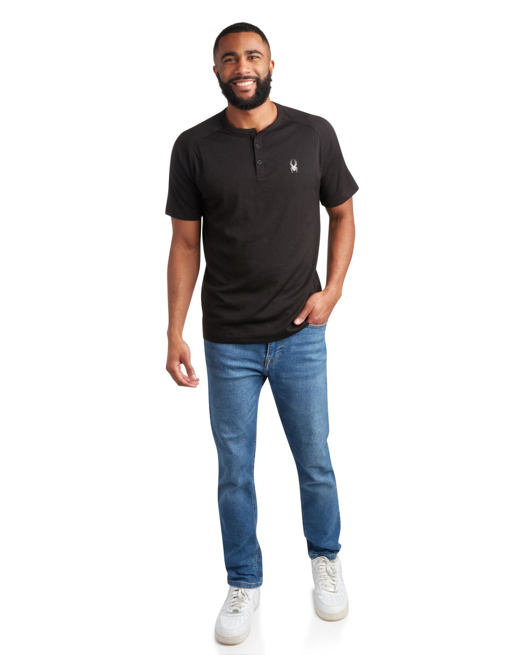 Spyder Men's Short Sleeve Henley - Black