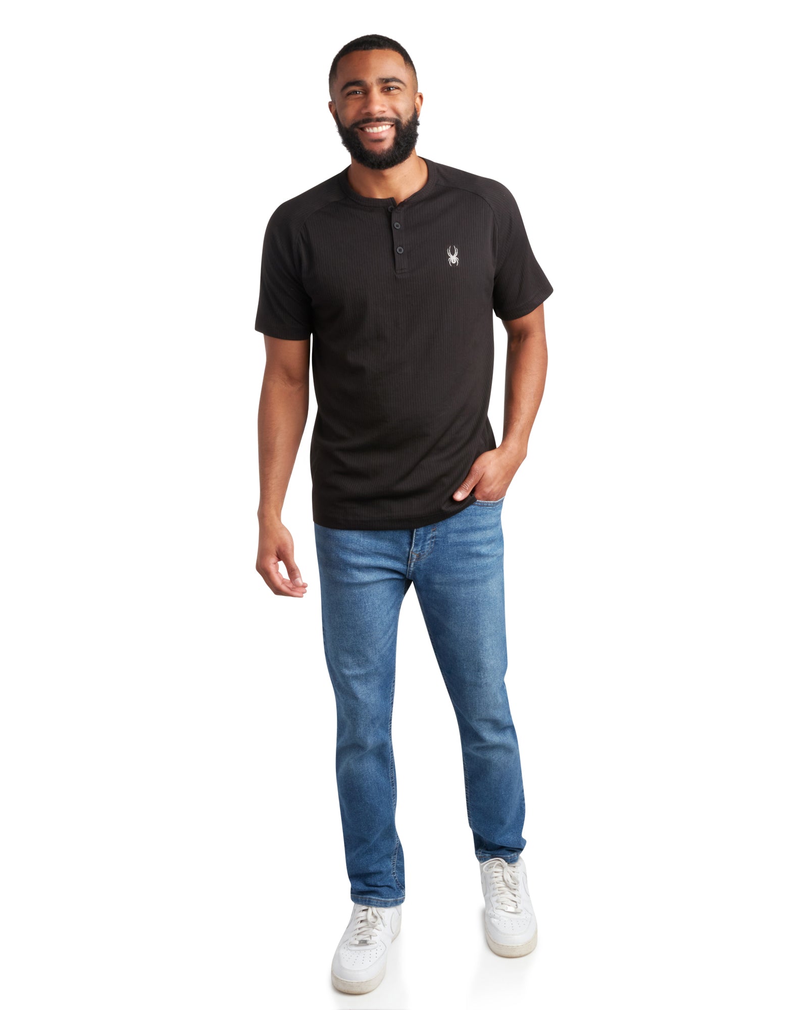 Spyder Men's Short Sleeve Henley - Black