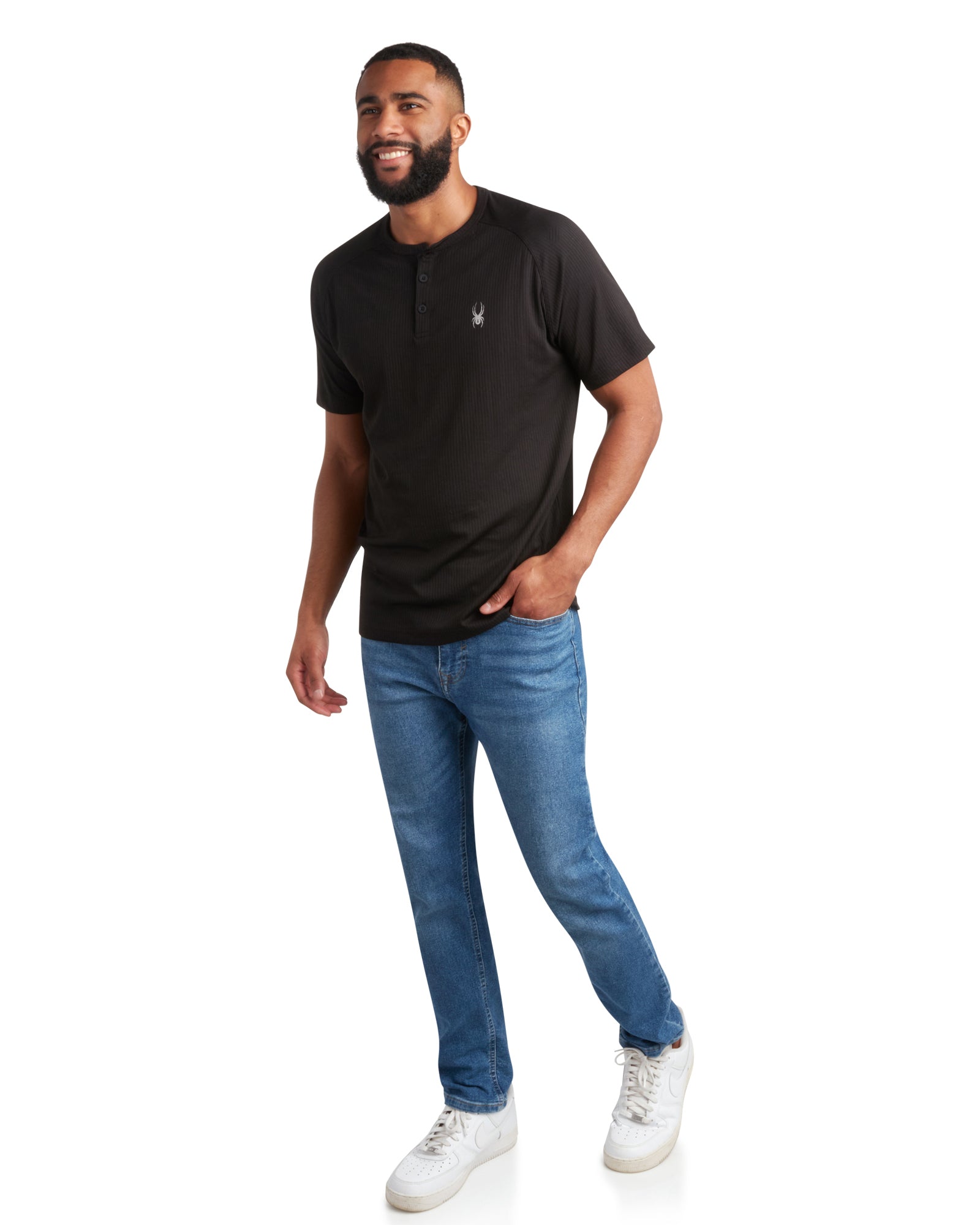 Spyder Men's Short Sleeve Henley - Black