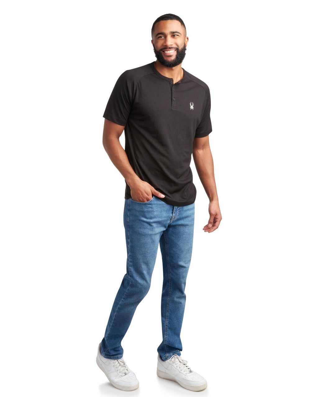 Spyder Men's Short Sleeve Henley - Black