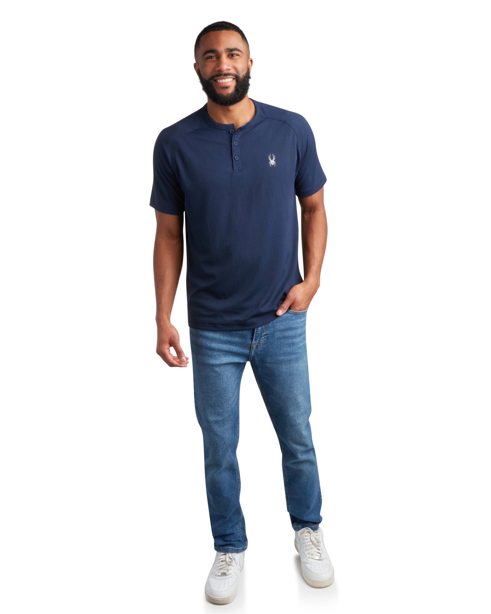 Spyder Men's Short Sleeve Henley - Navy
