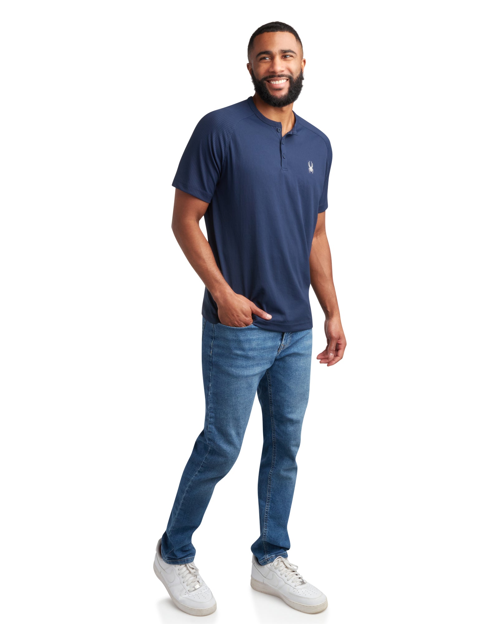 Spyder Men's Short Sleeve Henley - Navy