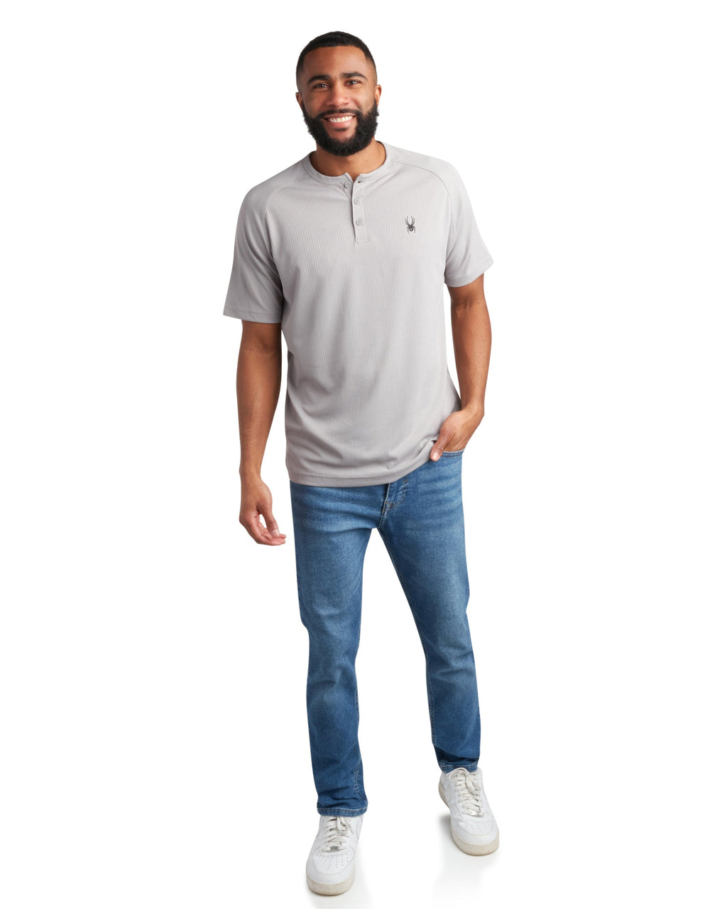 Spyder Men's Short Sleeve Henley - Pewter