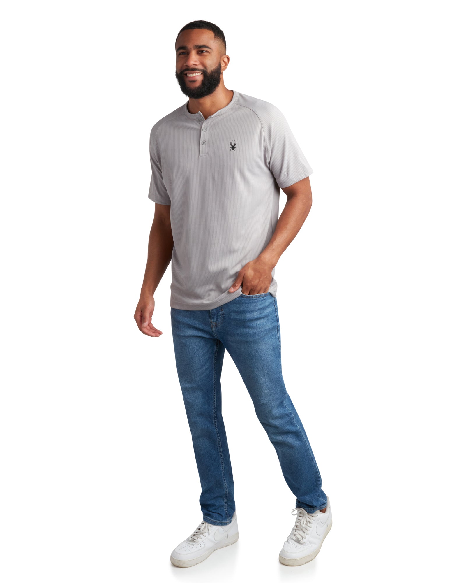 Spyder Men's Short Sleeve Henley - Pewter