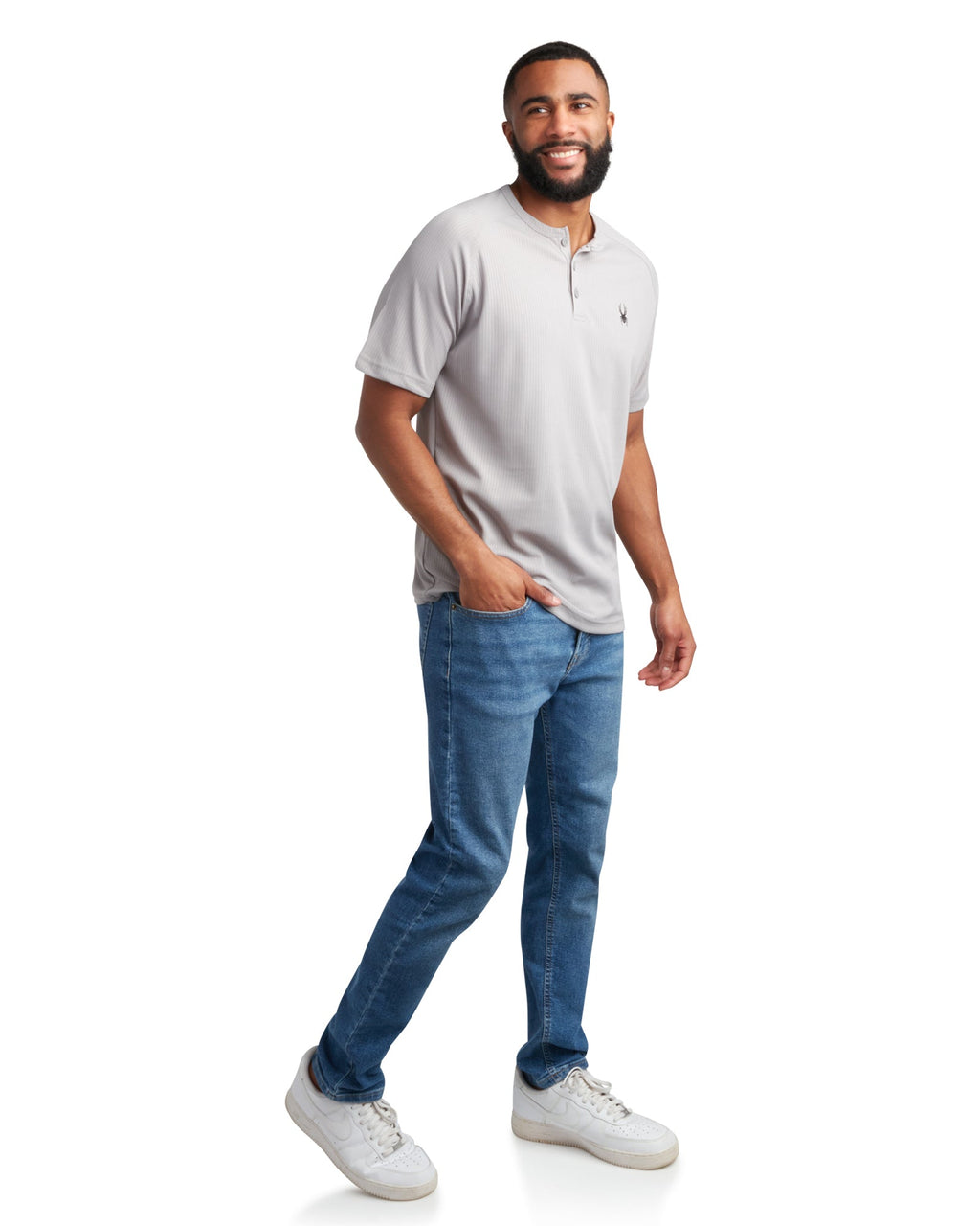 Spyder Men's Short Sleeve Henley - Pewter