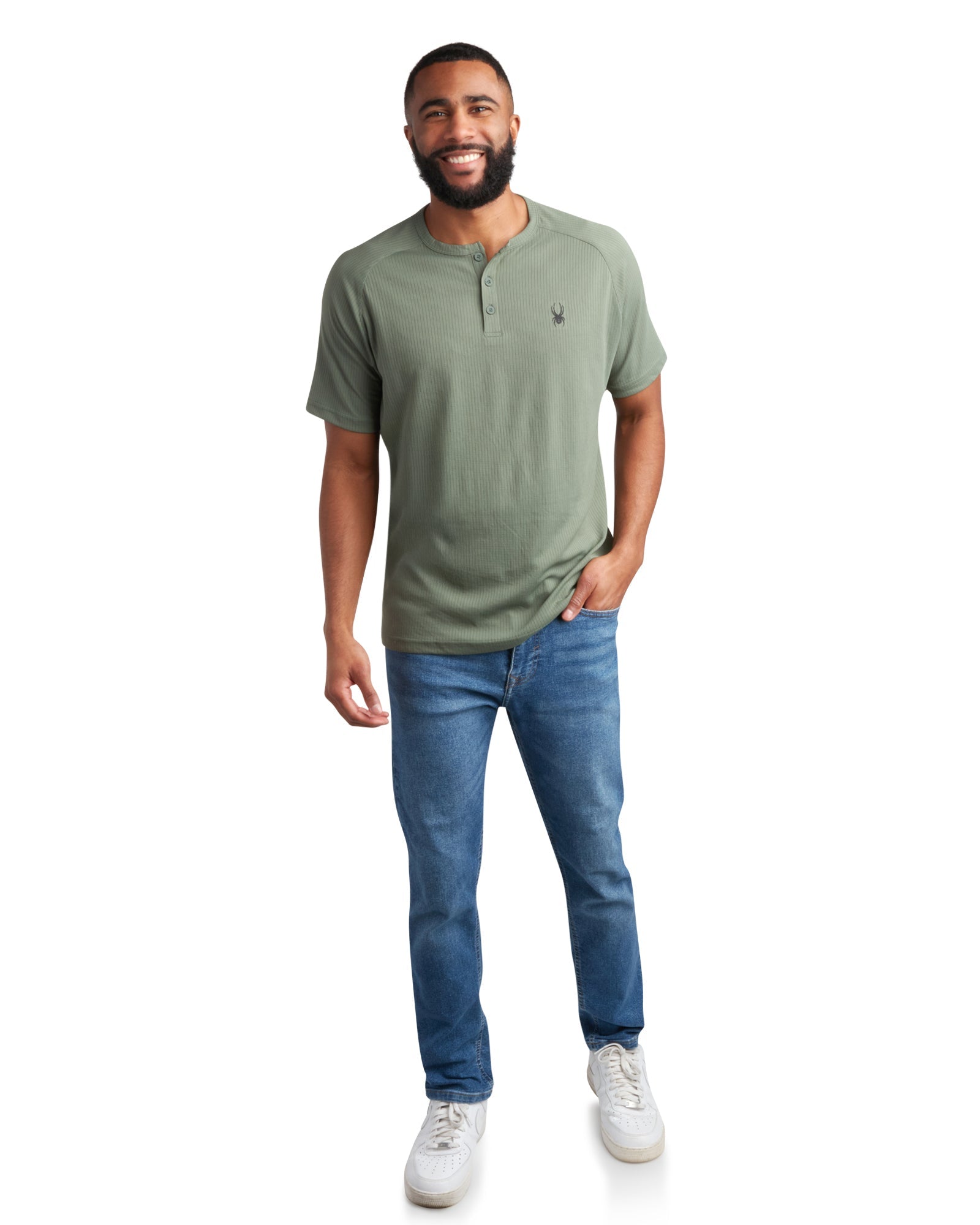 Spyder Men's Short Sleeve Henley - Spruce Green