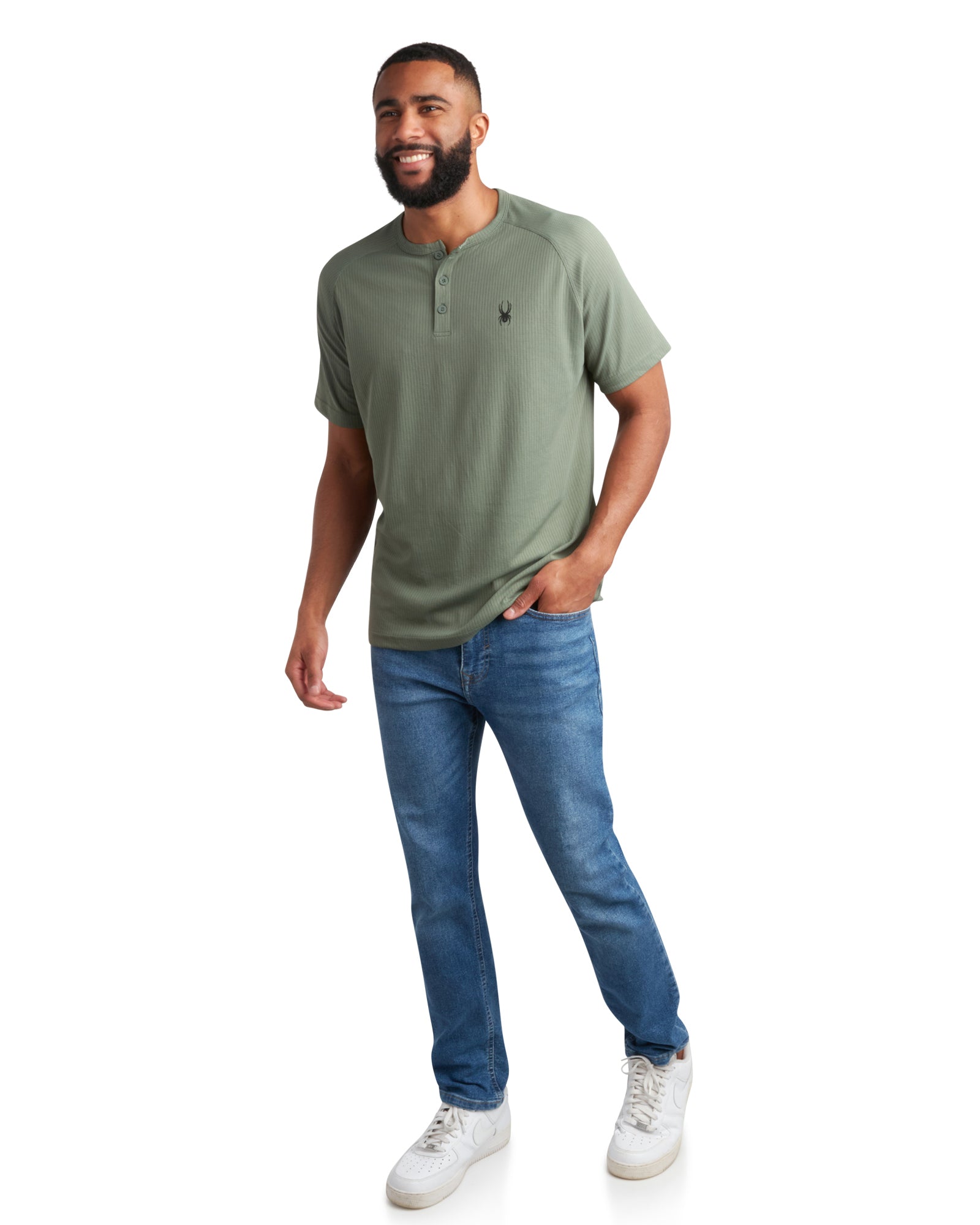 Spyder Men's Short Sleeve Henley - Spruce Green