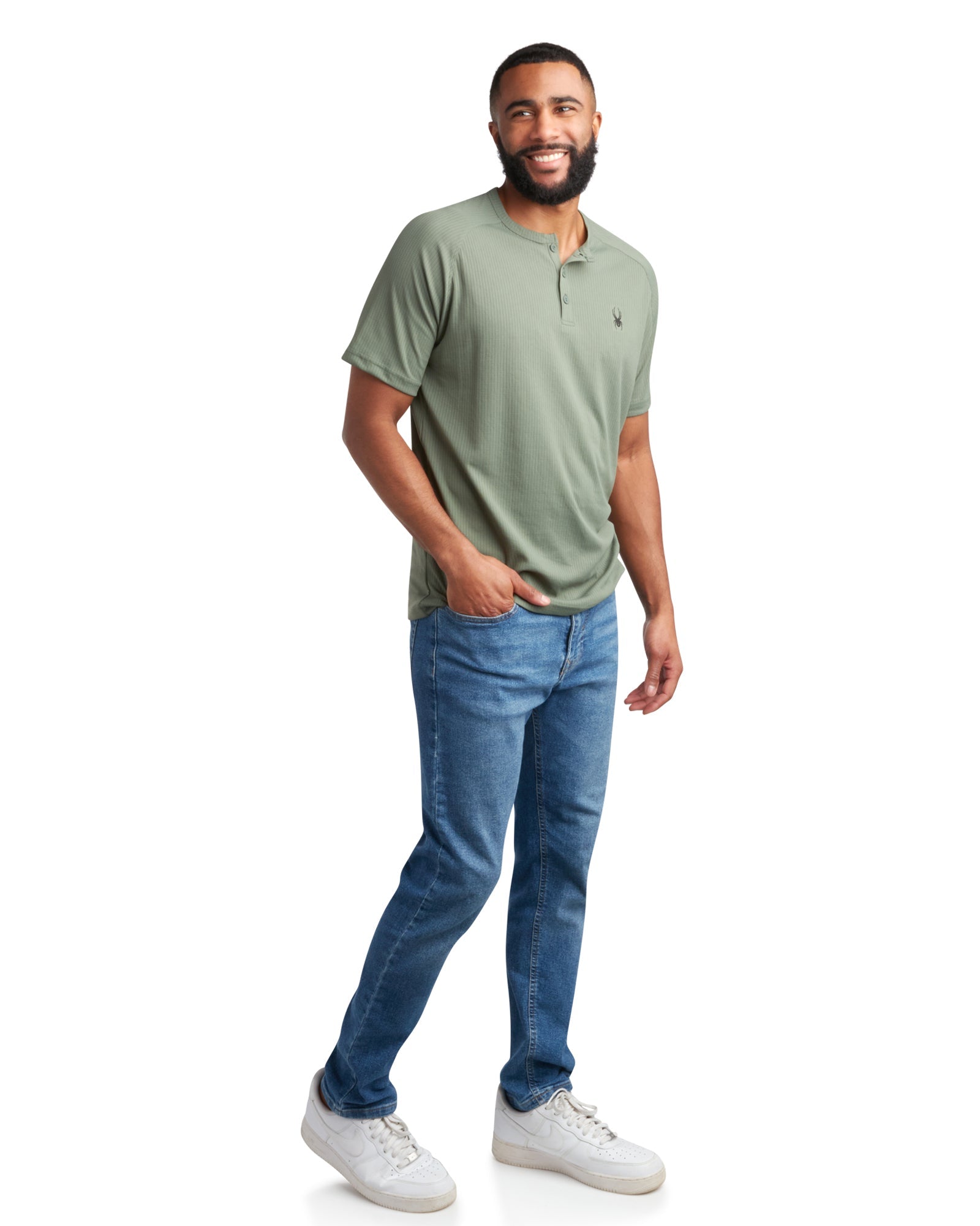 Spyder Men's Short Sleeve Henley - Spruce Green