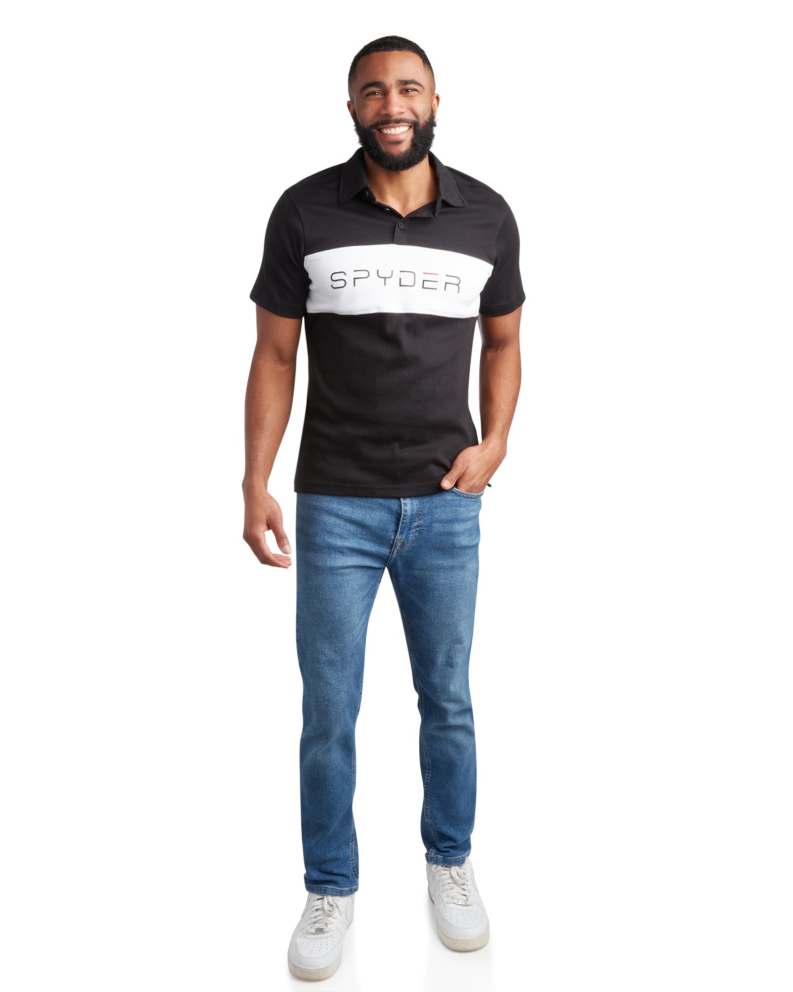 Spyder Men's Short Sleeve Interlock Color Block - Black