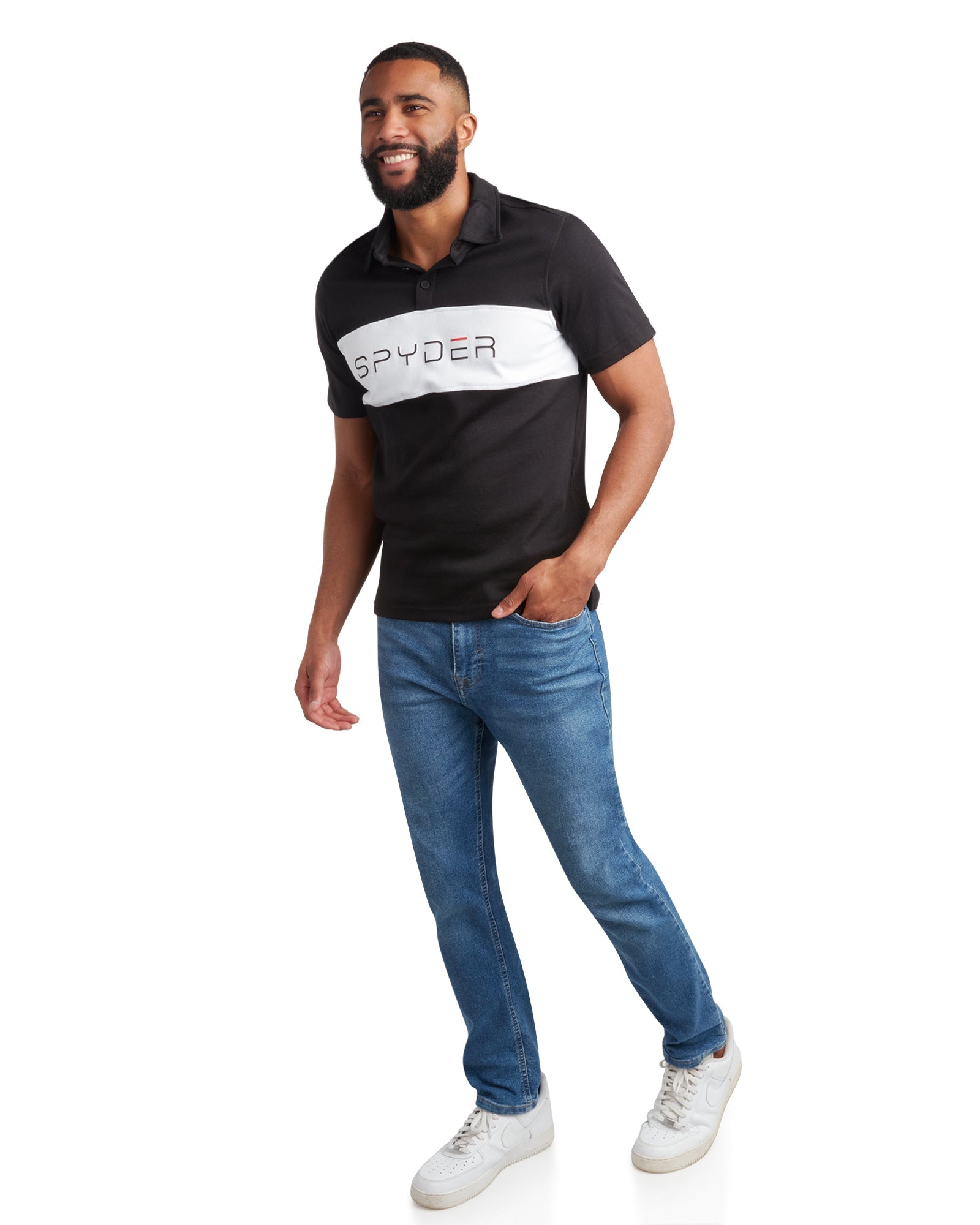 Spyder Men's Short Sleeve Interlock Color Block - Black