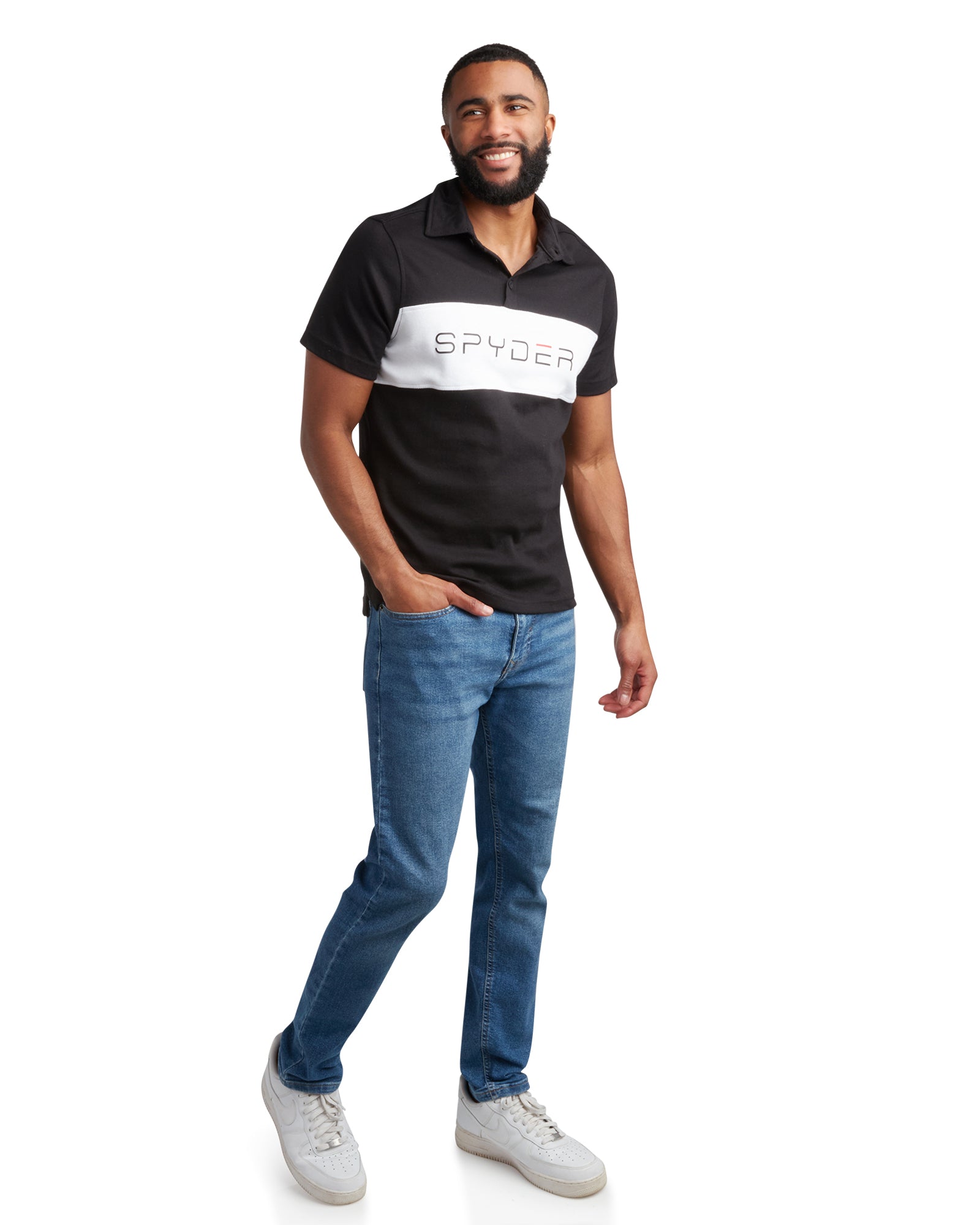 Spyder Men's Short Sleeve Interlock Color Block - Black