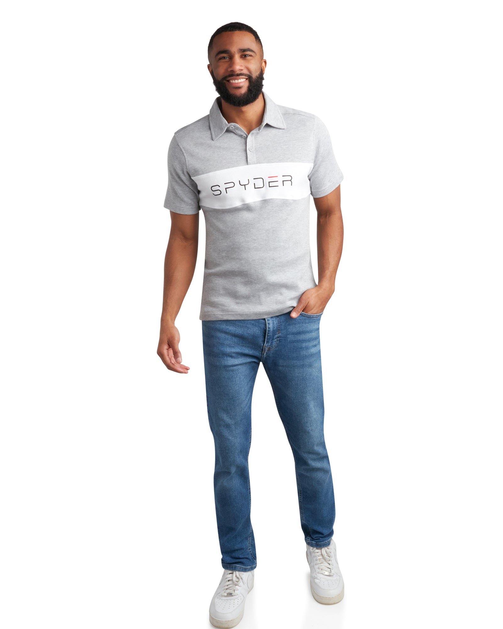 Spyder Men's Short Sleeve Interlock Color Block - Heather Grey