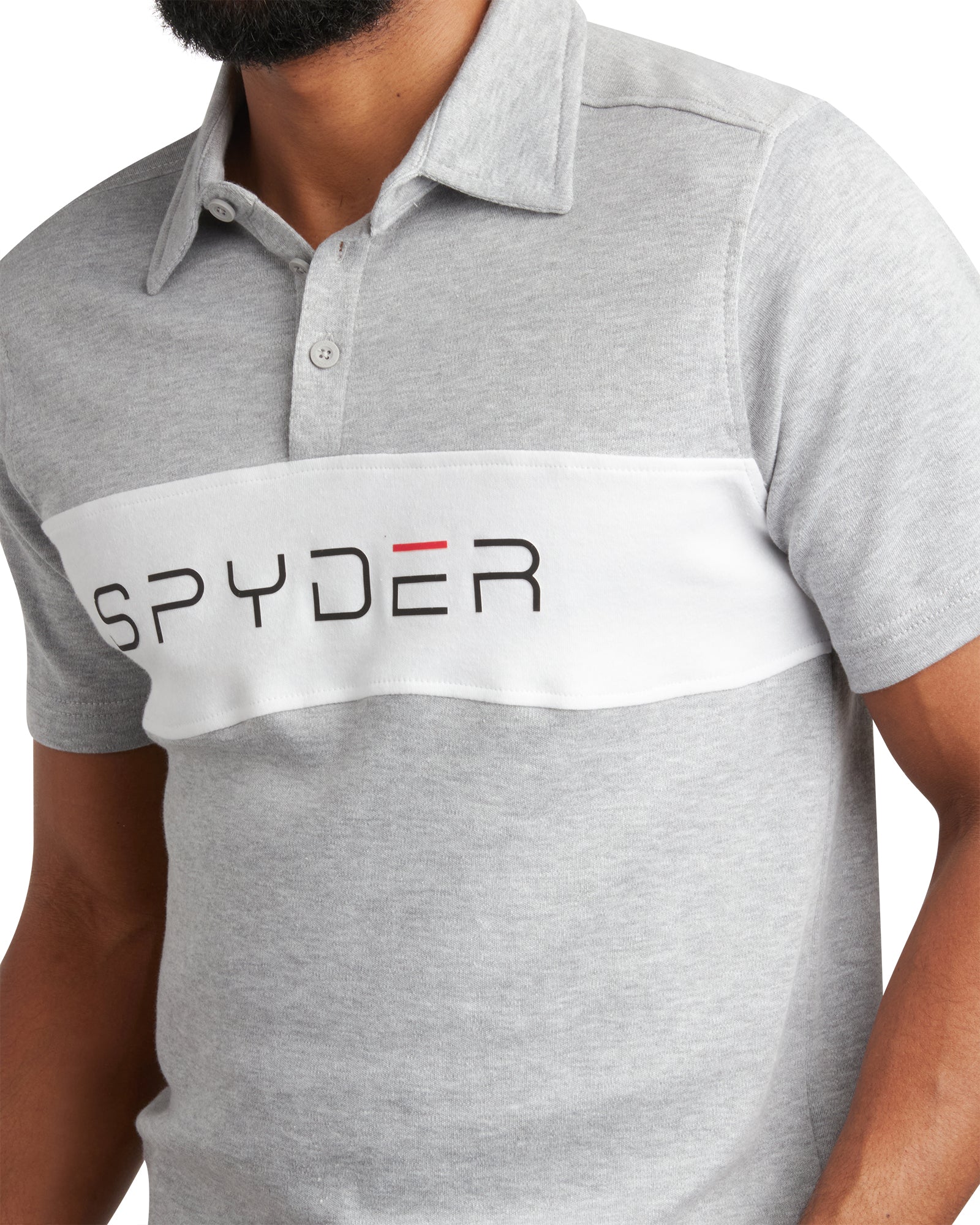 Spyder Men's Short Sleeve Interlock Color Block - Heather Grey