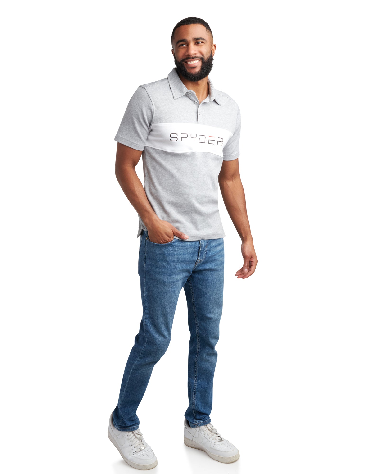 Spyder Men's Short Sleeve Interlock Color Block - Heather Grey