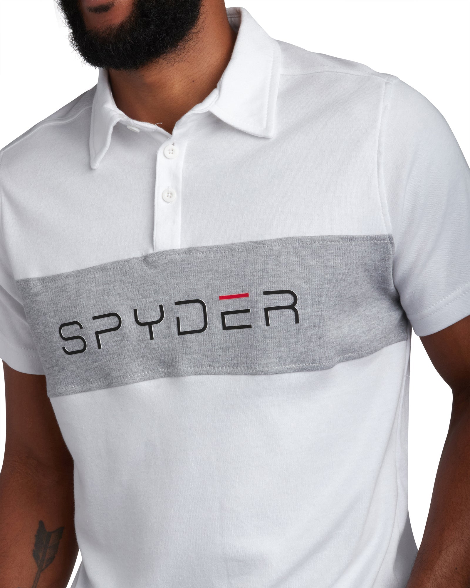 Spyder Men's Short Sleeve Interlock Color Block - White