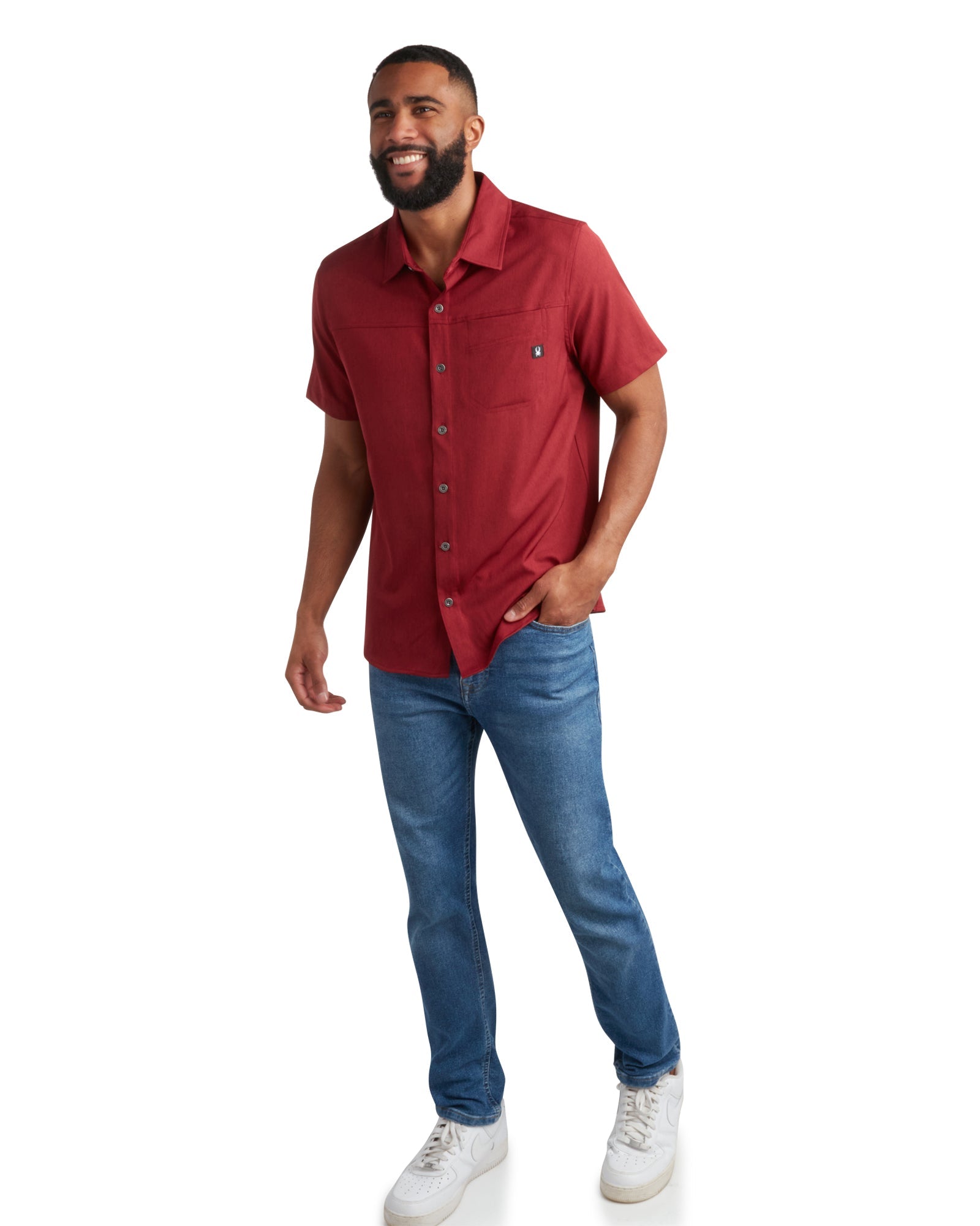 Spyder Men's Short Sleeve Mini Stripe - Pomegranate
