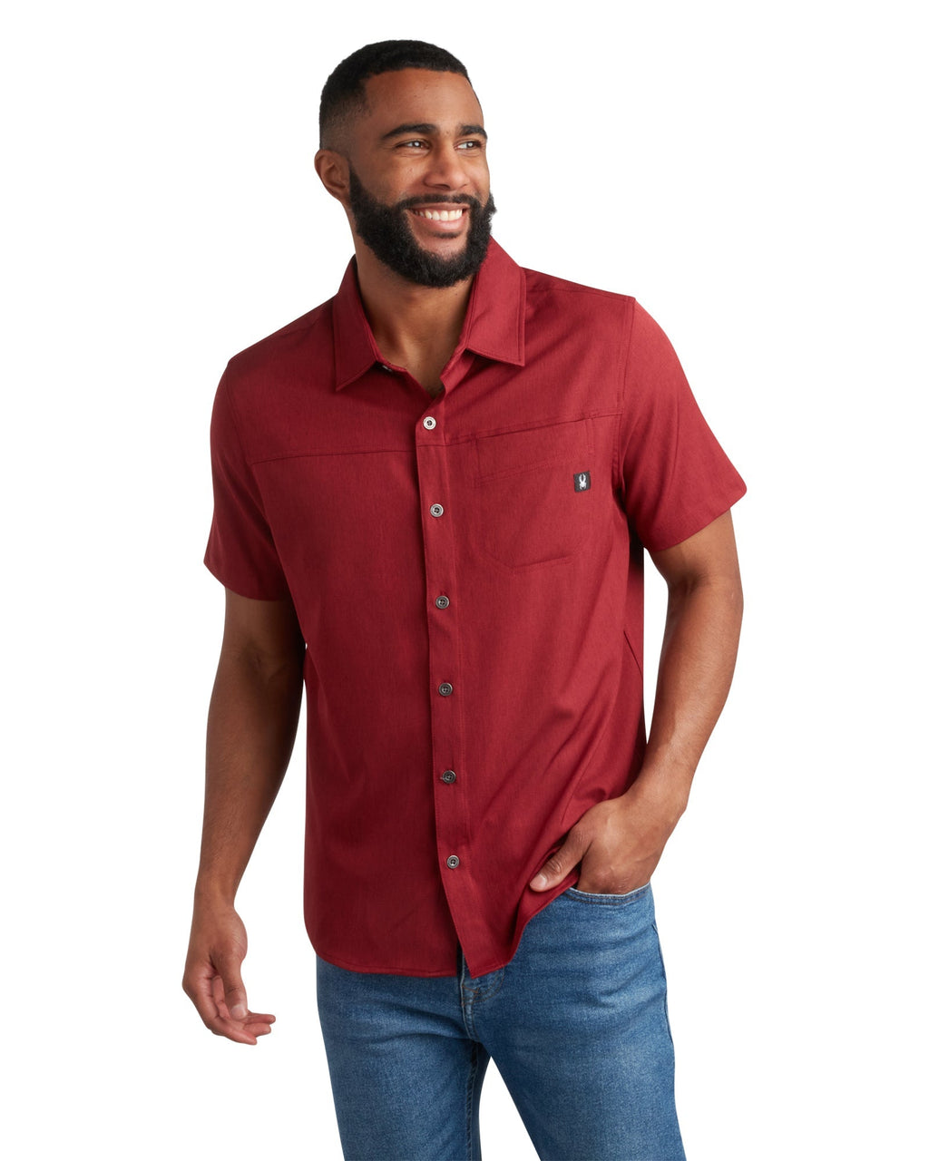 Spyder Men's Short Sleeve Mini Stripe - Pomegranate