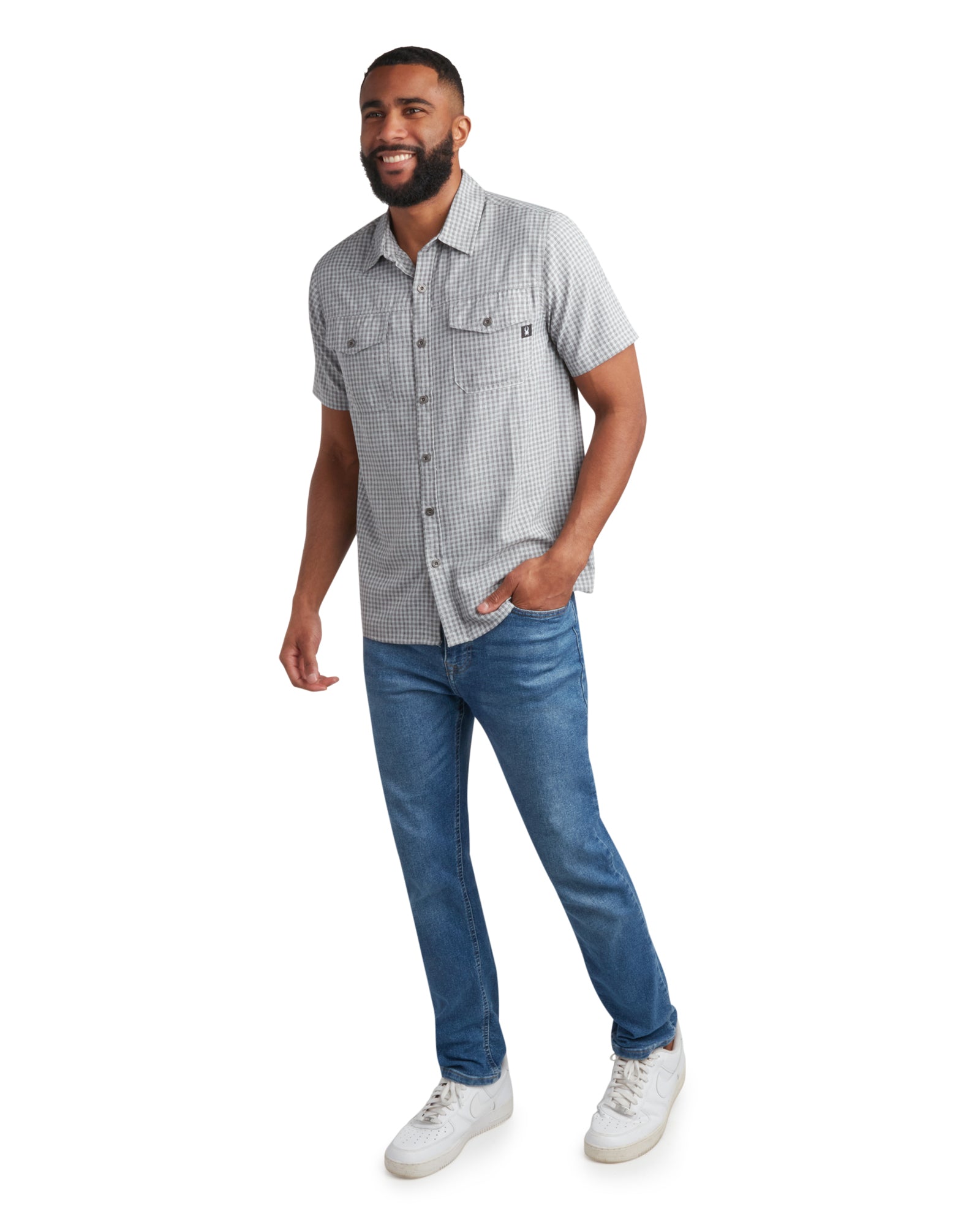 Spyder Men's Short Sleeve Check - Grey