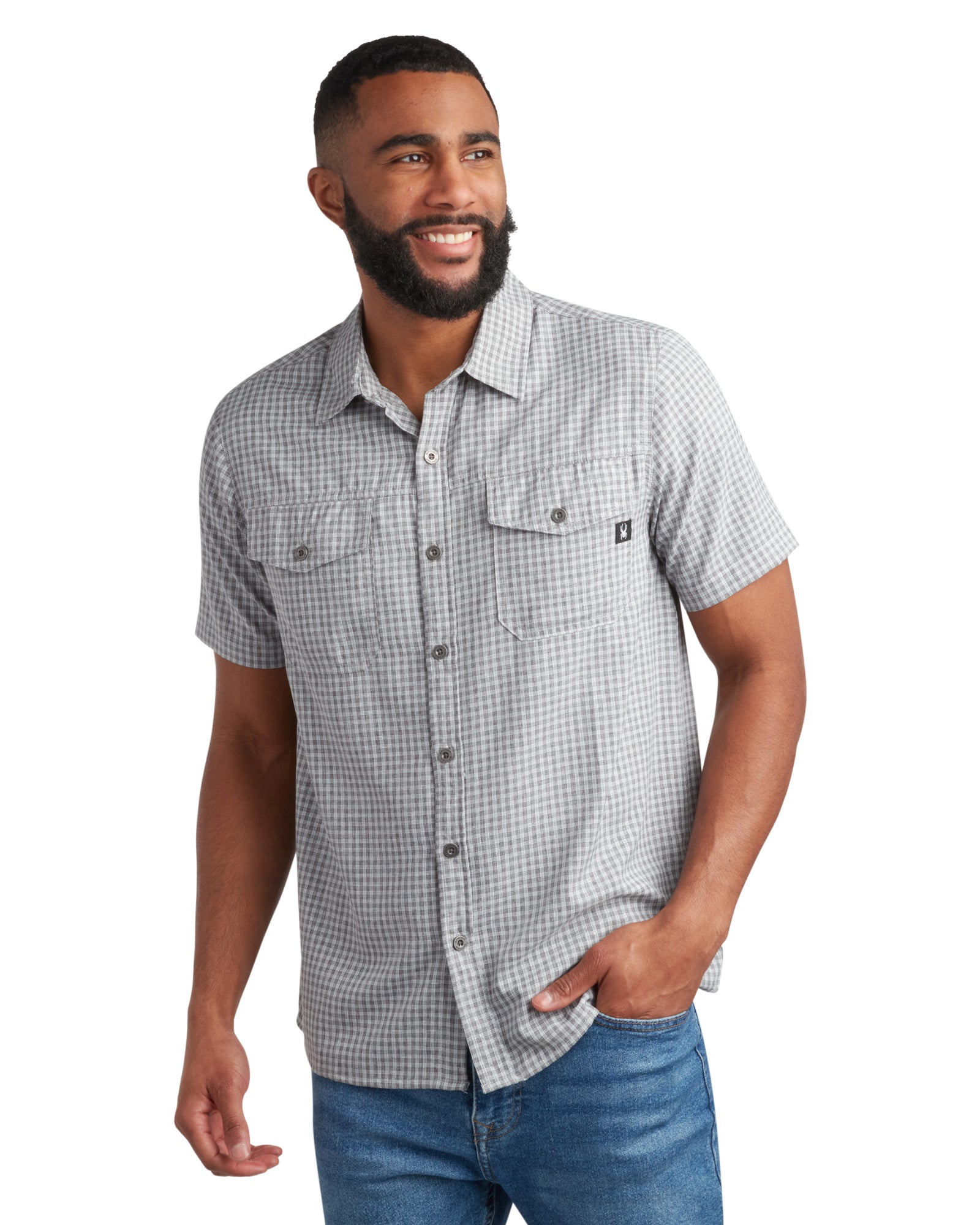 Spyder Men's Short Sleeve Check - Grey