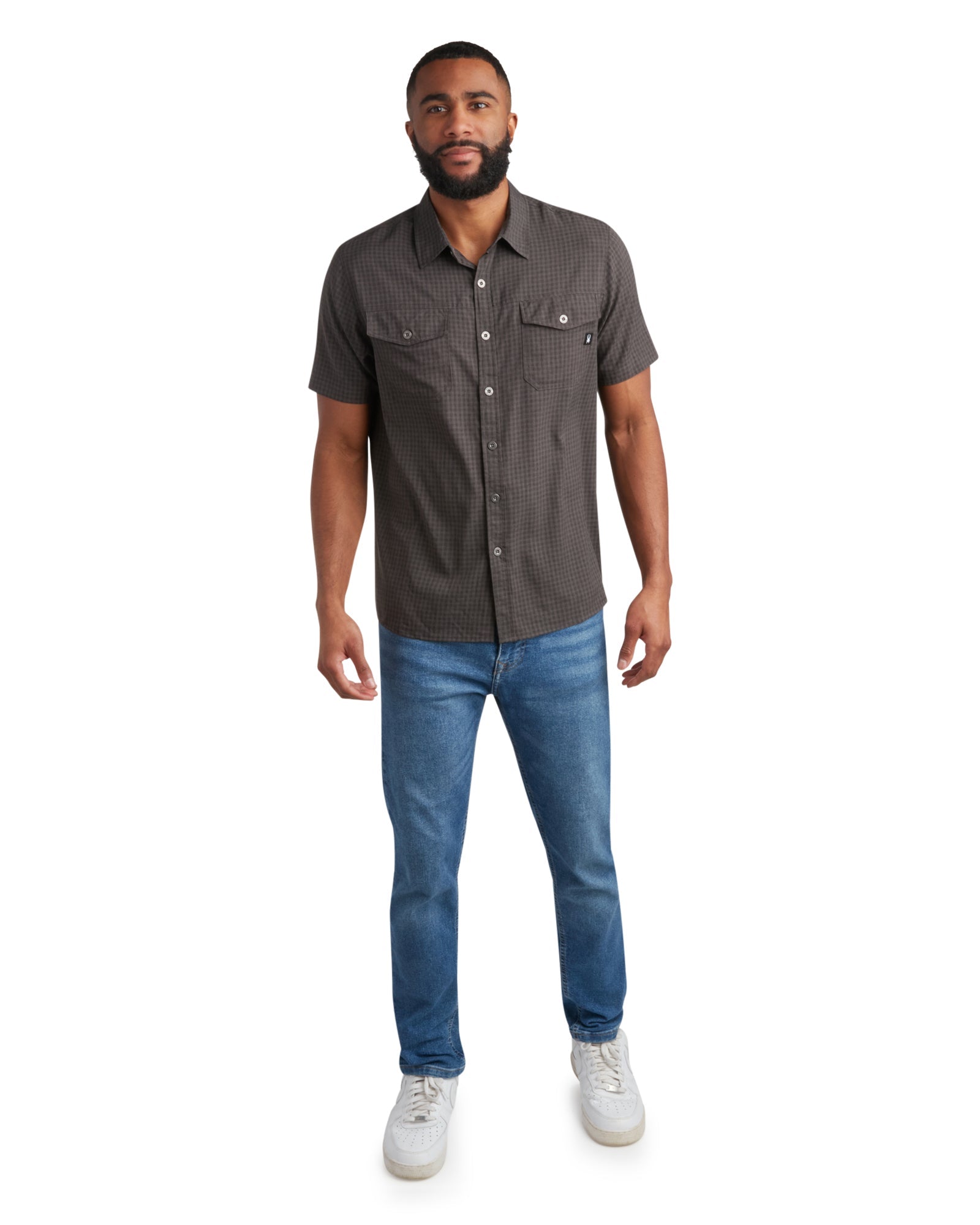 Spyder Men's Short Sleeve Mini Check - Heather Black