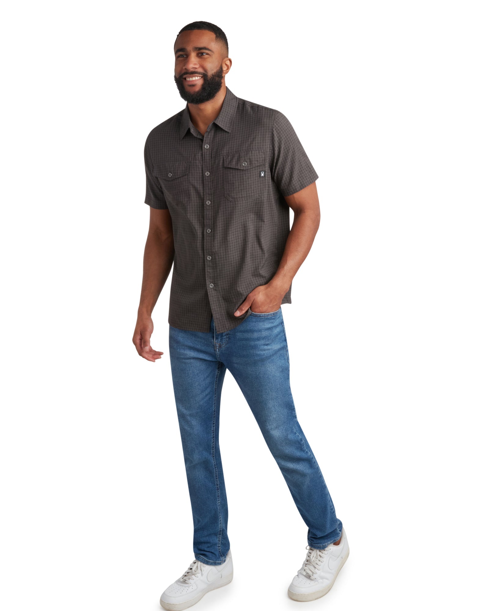 Spyder Men's Short Sleeve Mini Check - Heather Black
