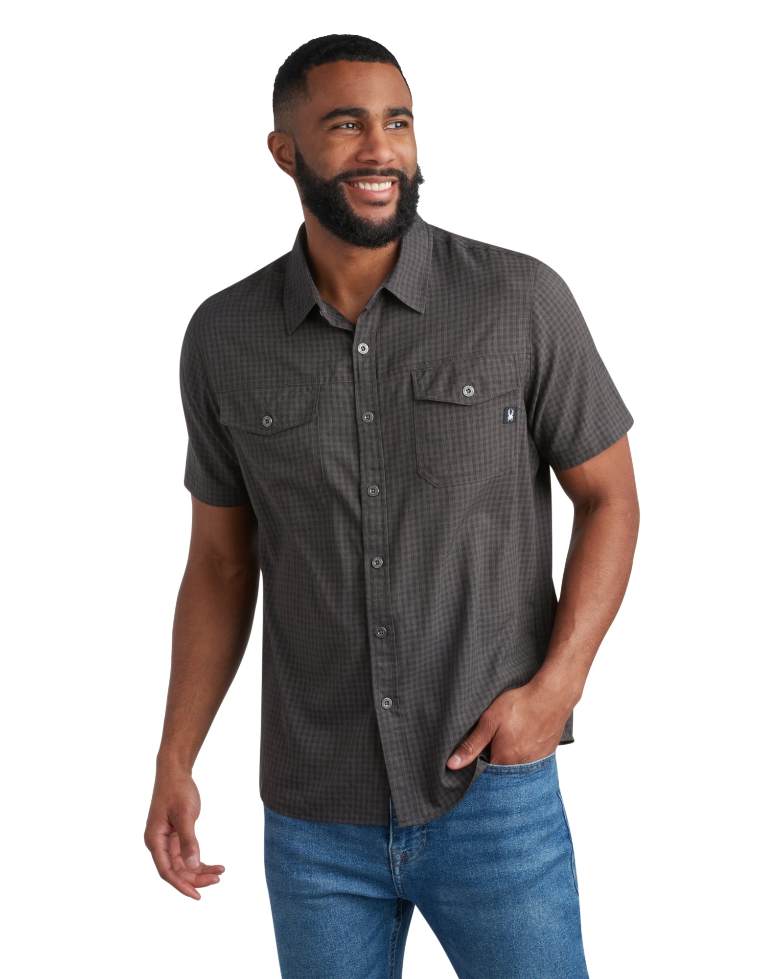 Spyder Men's Short Sleeve Mini Check - Heather Black