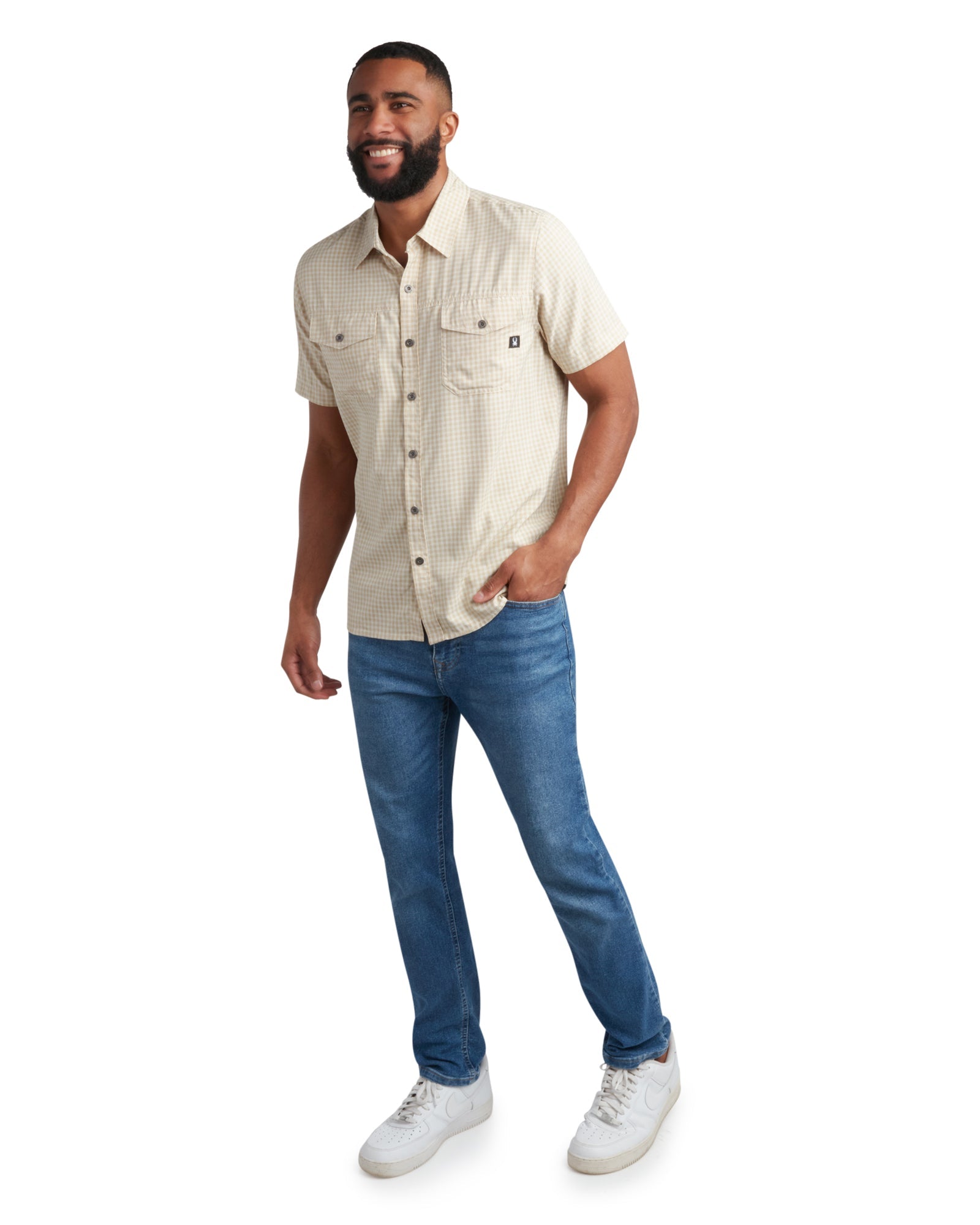 Spyder Men's Short Sleeve Mini Check - Khaki