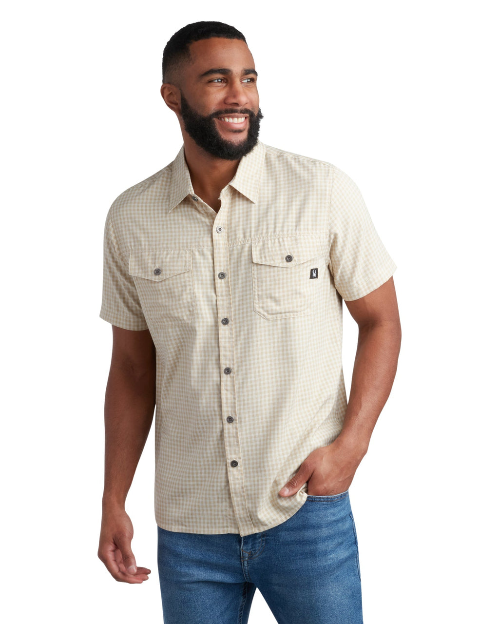 Spyder Men's Short Sleeve Mini Check - Khaki