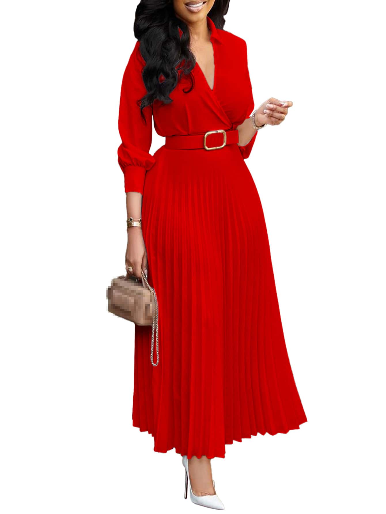 Chic YC Women's 3/4 Sleeve Flared A Line Dress