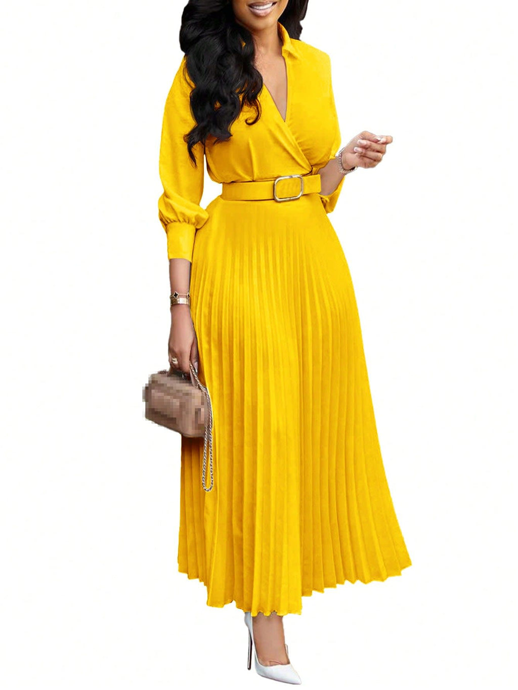 Chic YC Women's 3/4 Sleeve Flared A Line Dress