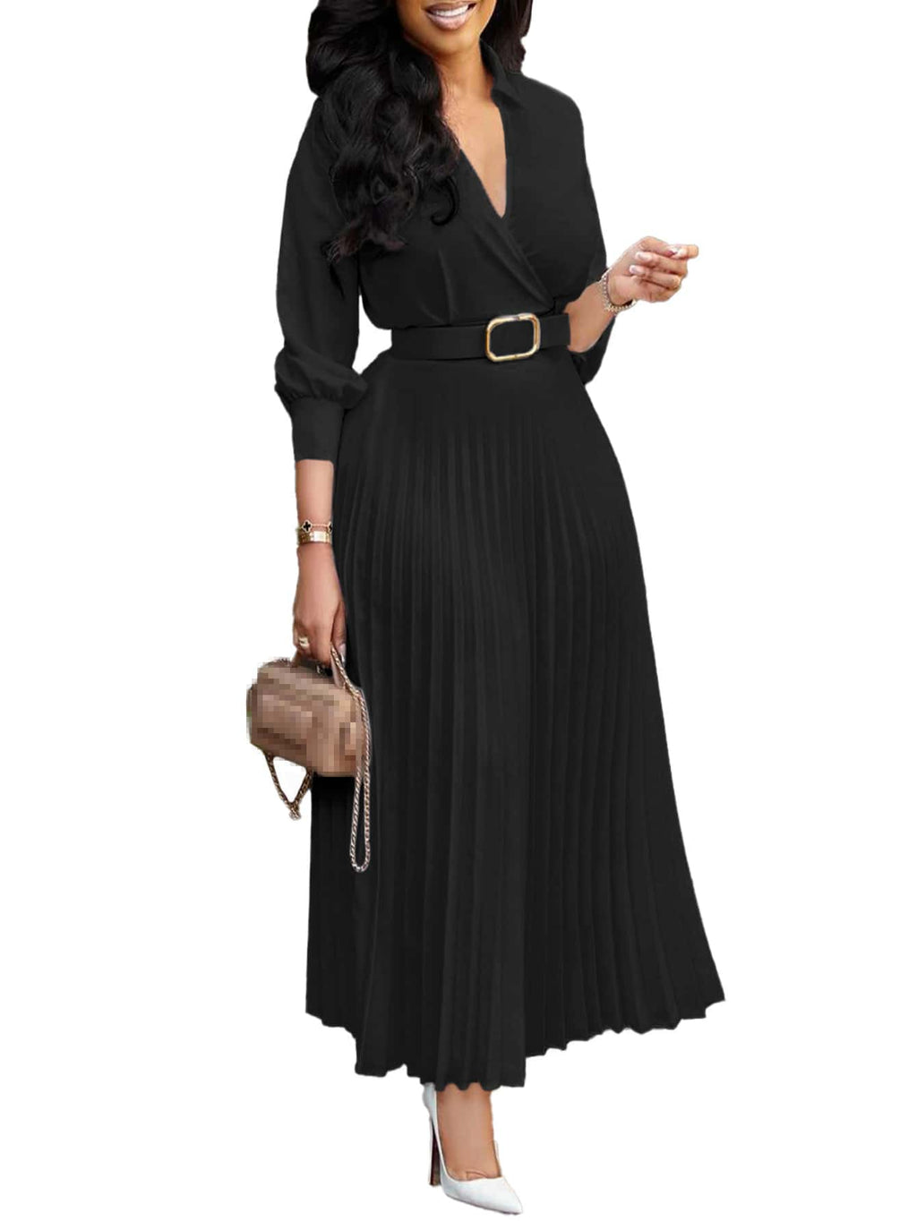 Chic YC Women's 3/4 Sleeve Flared A Line Dress