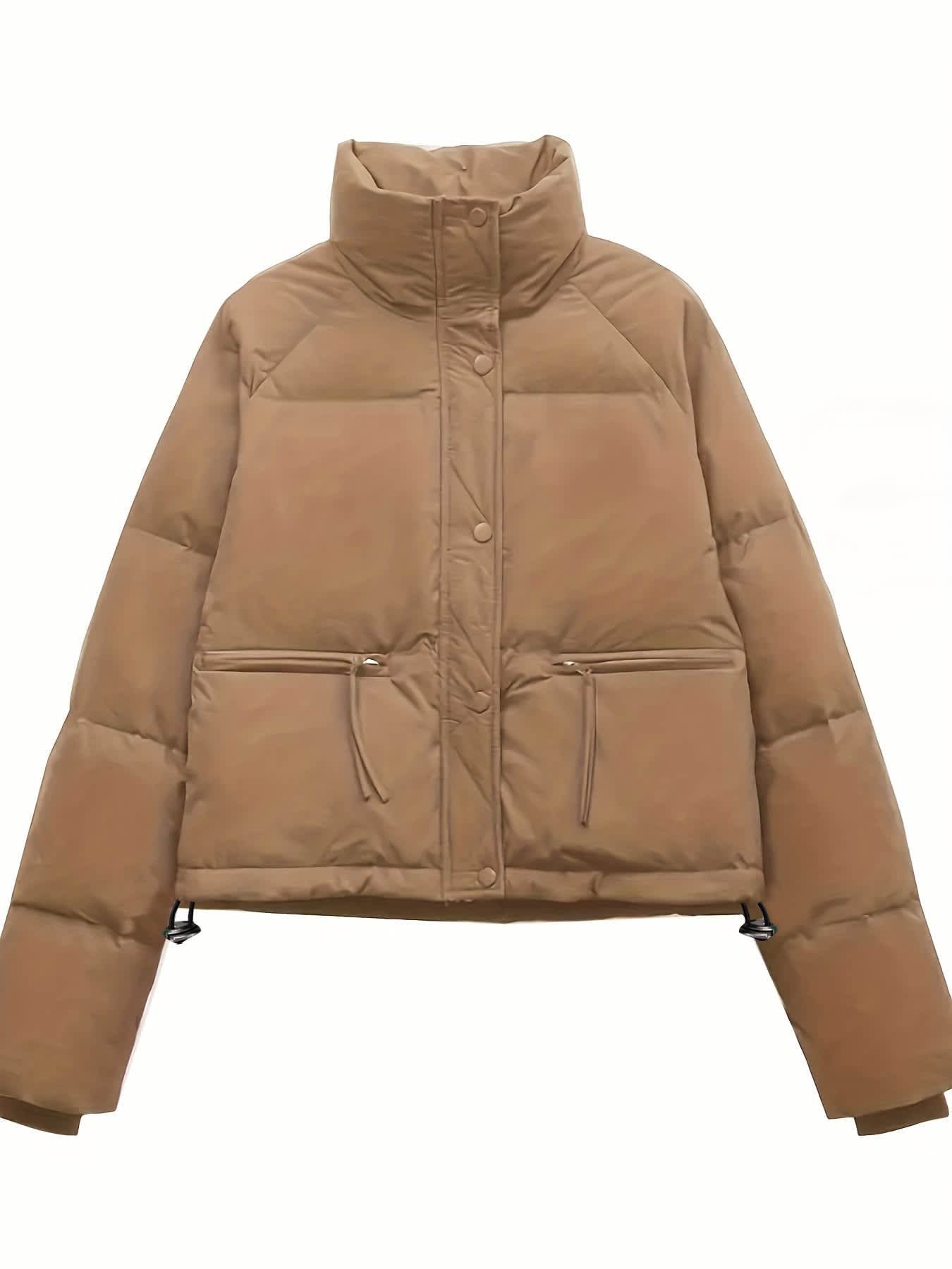 Chic YC Womens Cropped Casual Jackets Long Sleeve Stand Collar Coats Quilted Zipper Outerwear