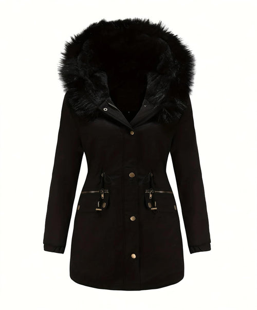 Chic YC Women's Long Winter Coat Thicken Lined Parka Warm Jacket With Faux Fur Detachable Hood