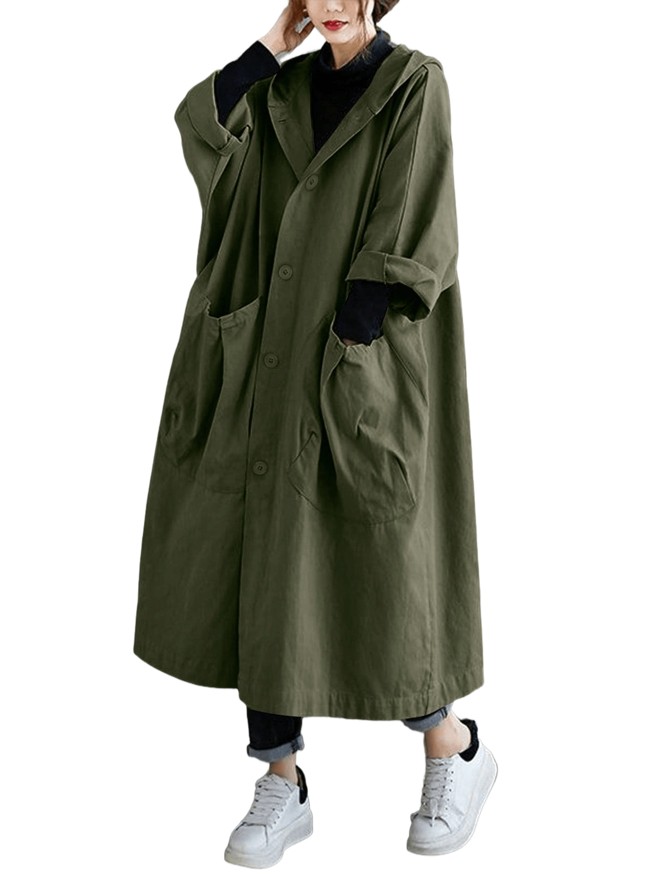 Chic YC Women's Oversized Long Trench Coat